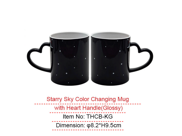 Wholesale Custom  Sublimation Color Changing Mug Heart Handle This pair of lovers