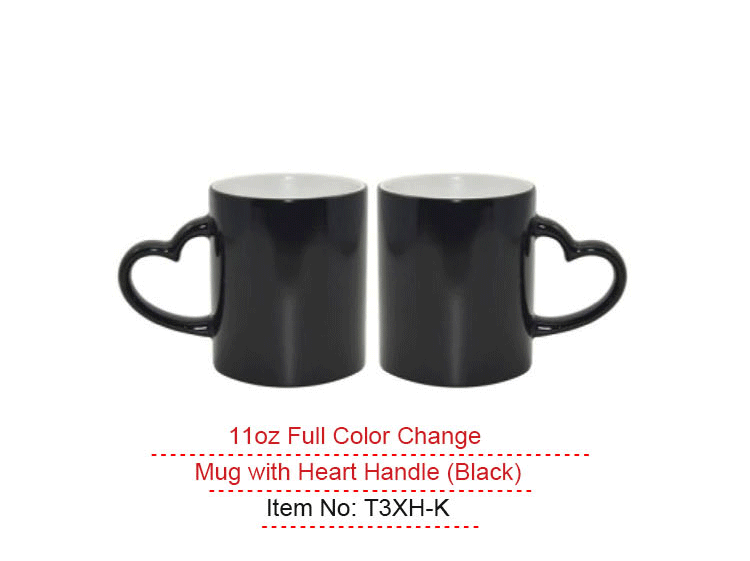 Wholesale Custom  Sublimation Color Changing Mug Heart Handle This pair of lovers