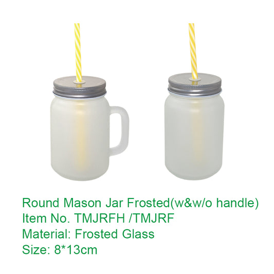 New Clear Glass Customized Mason Jar Sublimation Blank Mug(Glossy)