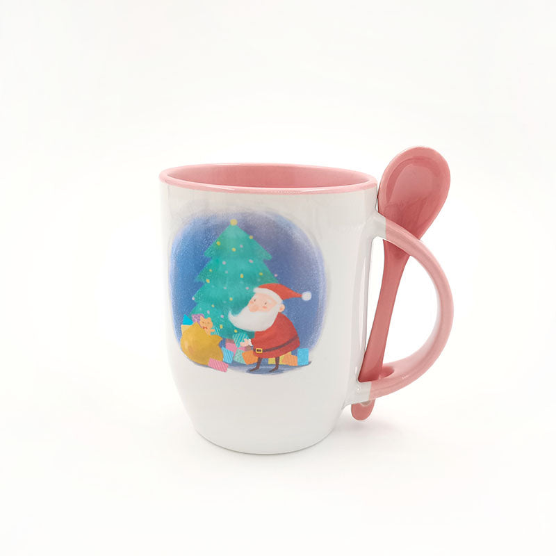 Personalized 11oz Sublimation Ceramic Travel Color Spoon Custom Coffee Mug Cup