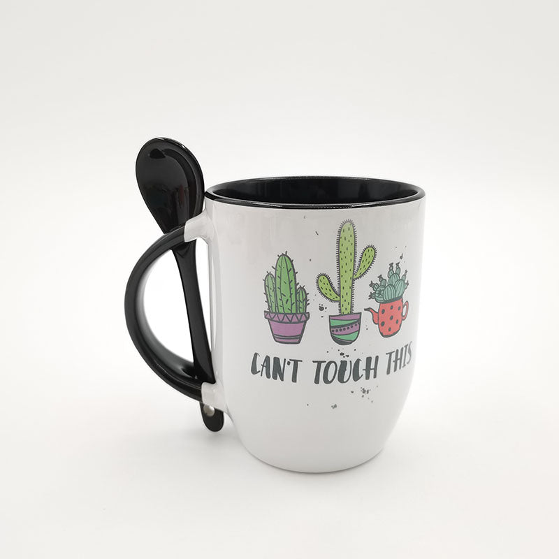 Personalized 11oz Sublimation Ceramic Travel Color Spoon Custom Coffee Mug Cup