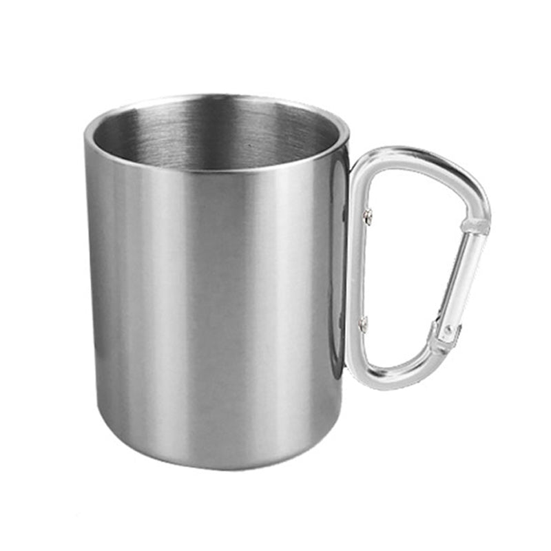 300ml Stainless Steel Travel With Carabiner Color Handle Mug Double wall Insulation