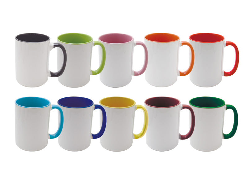 15 oz. Sublimation Two-Tone Mugs – Inside and Handle Colored