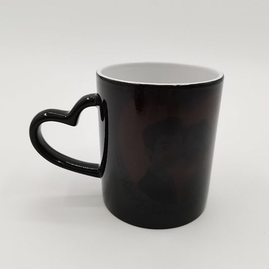 Wholesale Custom Sublimation Blanks 11oz Ceramic Changing Color Coffee Mugs with Heart Handle( Glossy/Matt)