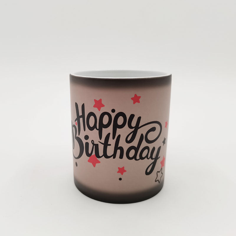 Wholesale Custom Sublimation Blanks 11oz Ceramic Changing Color Coffee Mugs with Heart Handle( Glossy/Matt)