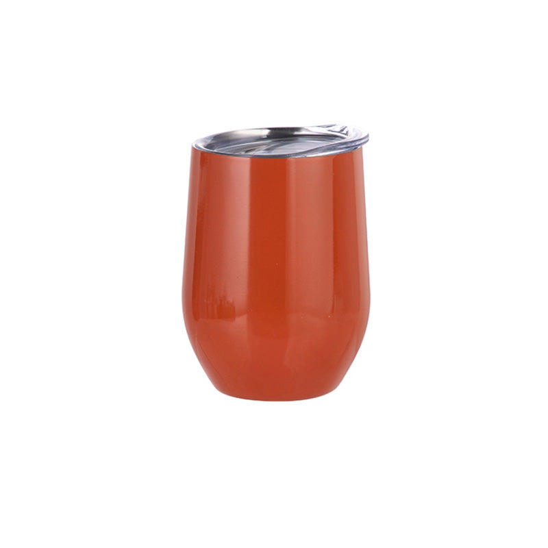 Sublimation Blanks Double Wall 12oz 360ml Colour Stainless Steel Stemless Egg Wine Vacuum Mug Glitter Cup with Lid