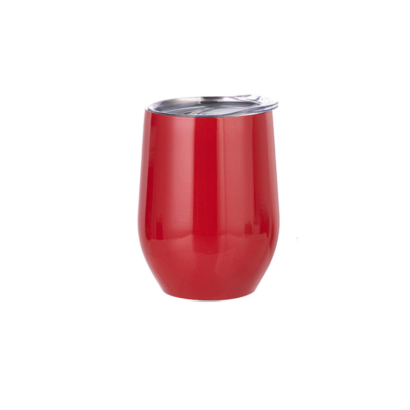 Sublimation Blanks Double Wall 12oz 360ml Colour Stainless Steel Stemless Egg Wine Vacuum Mug Glitter Cup with Lid